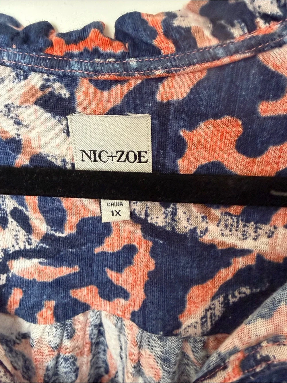 Nic+Zoe Print Sleeveless Linen Blend V Neck A Line Knit Dress plus Size 1X